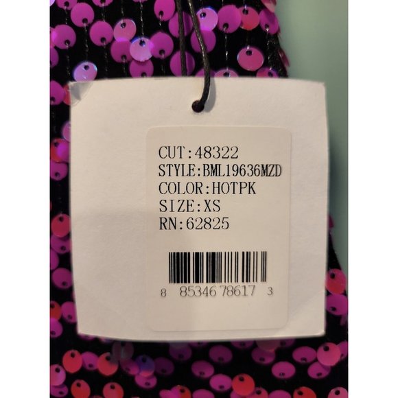 New SHO By Tadashi Shoji Richie Pink Sequin Sleeveless V Neck Midi Dress Sz X S - Picture 9 of 11